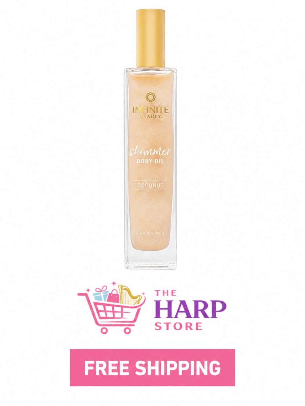 Infinite Beauty Coconut Shimmer Body Oil 5 fl oz Hydrating Glow Moisturizing Oil